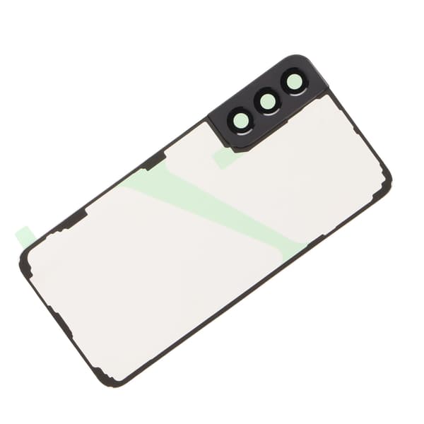 Baggrundsglasdæksel Transparent Sort Ramme med Mobiltelefon Stativ Bagdæksel Husdør til Galaxy S22+Plus