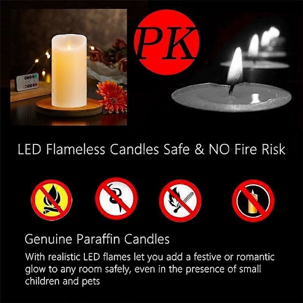 LED-lys, flimrende flammeløse lys, oppladbart lys, 12,5 cm