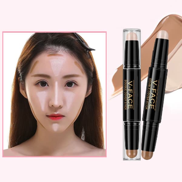 Highlighter Stick Dobbeltsidig Vanntett Brightener Nærer Huden Highlighter Sminke Konturstift