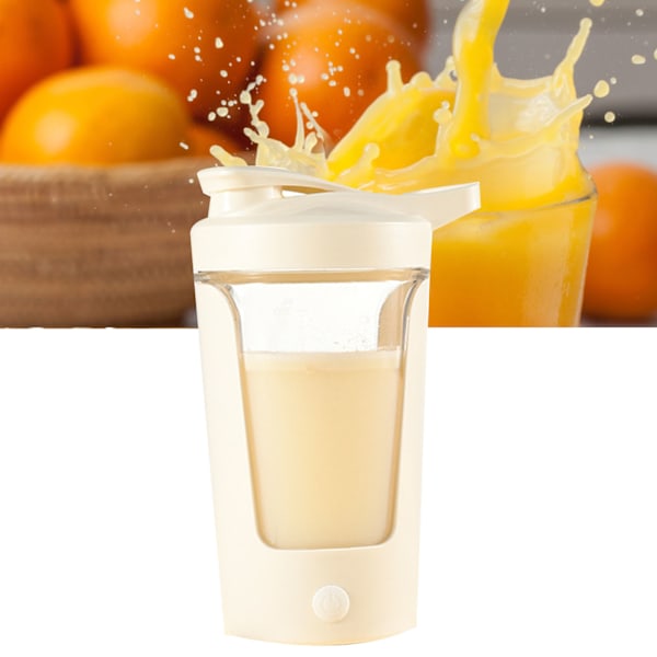 Selvomrørende krus 450 ml fuldautomatisk sikker stabil fødevarekvalitet plast automatisk blandekop til hjemmecafékontor Beige