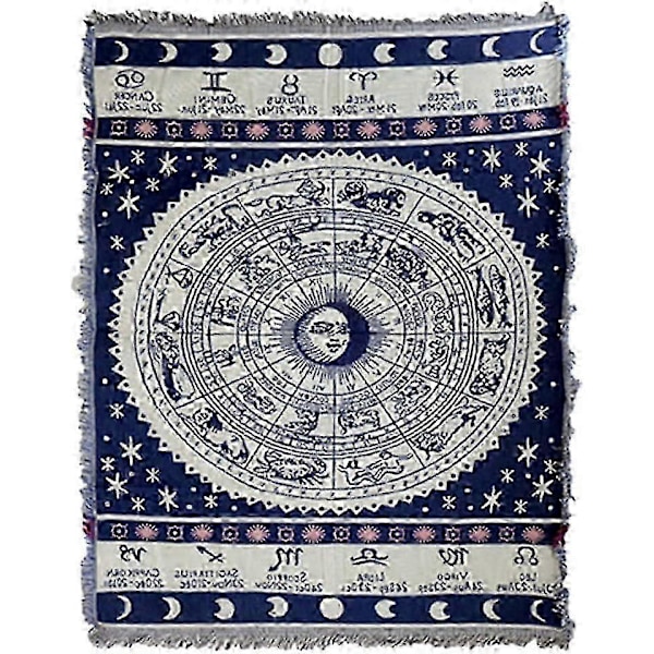 Vævet Konstellation 12 Horoskop Astrologi Tæpper Boheme Gobelin til Sofa Stol Seng Astrologi Plaider