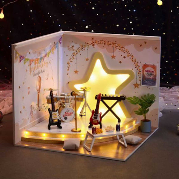 DIY Miniatyrdockhus Kits Trädockhus Modell Leksak Elektronisk Barn Födelsedagspresent