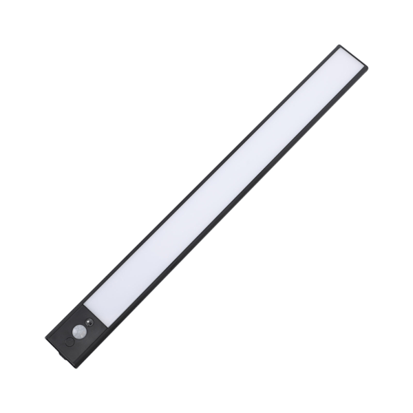 Genopladelig LED-bevægelsessensor magnetisk under-skab-lys til skab køkken garderobe sort