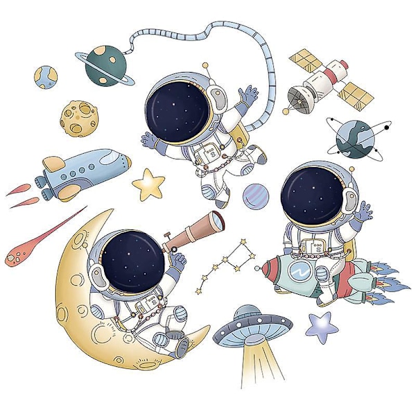 En uppsättning rymdskepps- och astronautväggdekaler för vardagsrum, sovrum, kontor - väggdekor