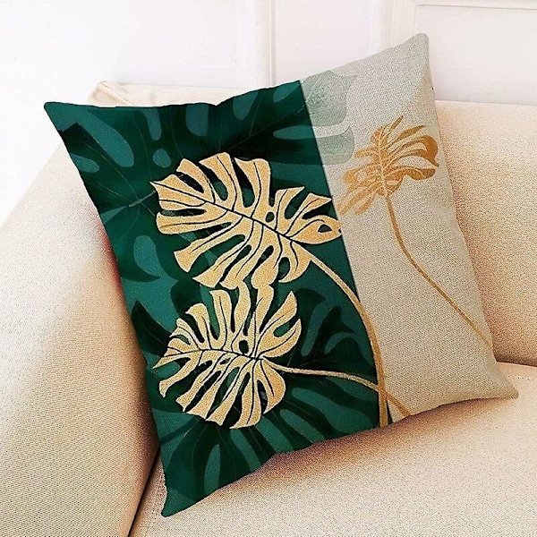 Sett med 4 Putetrekk, 45 x 45 cm Sofaputevar Bomull og Lin Putetrekk, Dekorative Putetrekk til Sofaseng Bil,