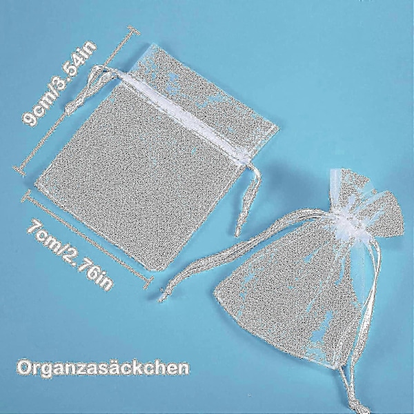 Förpackning med 100 Vita Organzapåsar 7 X 9 Cm Organza Presentpåse Smyckespåse Bröllopspåsar Lavendelpåsar Bröllopsgåva