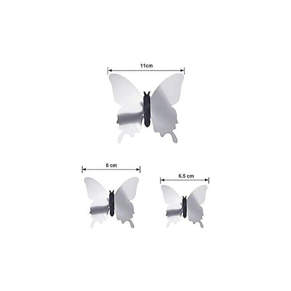 48 Delar DIY Spegel Fjäril Kombinerad 3D Fjärilar Väggdekaler Heminredning