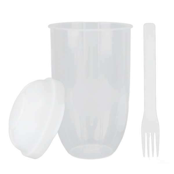 Sallad Meal Shaker Cup med gaffel Fresh Sallad Cup Hälsa Salladsbehållare Bärbar grönsaksfrukostbehållare Set Vit