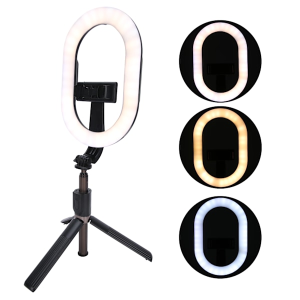 Foldbart Selfie Light Genopladeligt dæmpbart lys med stativ Stand Telefonholder til Makeup Live Stream
