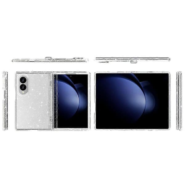 Compatible with Samsung Galaxy Z Fold8 Case Glitter Powder Shiny Soft TPU + Hard PC Back Cover White