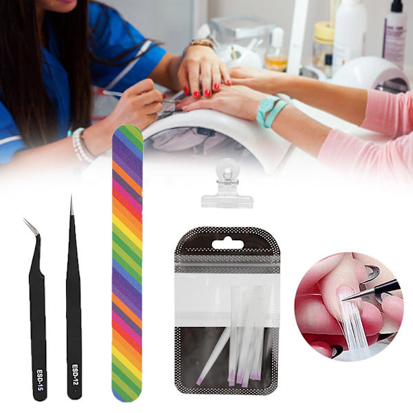 5 st Nagelförlängning Glasfiber Formning Clip Nagelfil Pincett Manikyr Verktyg Set