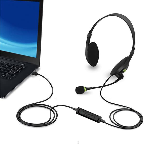 USB-headset med mikrofon, støjreducerende computerhovedtelefoner til forretningsbrug, callcenter og kontor