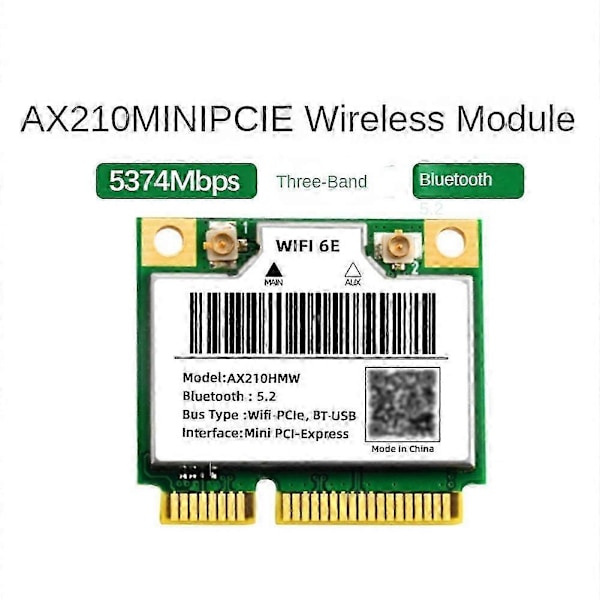 WiFi 6E AX210HMW Mini PCIE WiFi 6 Wifi-kort kompatibelt med AX210 5374Mbps Bluetooth5.2 802.11Ax 2.4G/5G/6G WiF