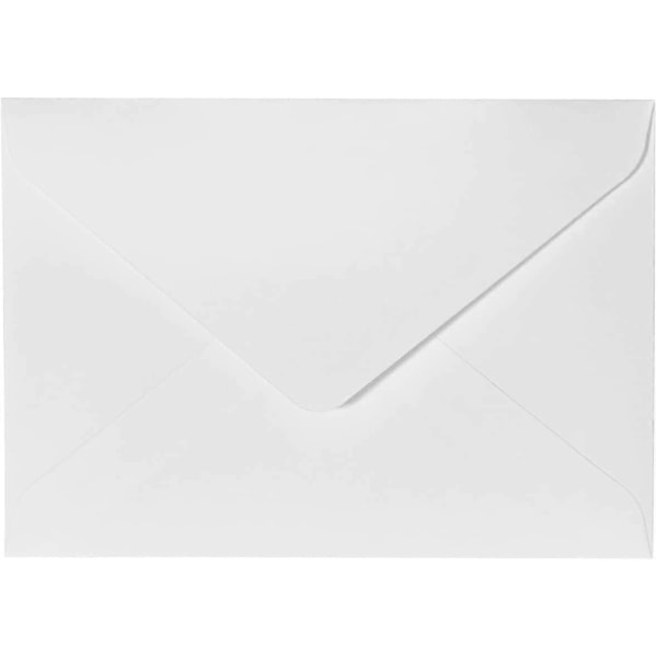 100-pack Kuvert - C6 Storlek - 11,4 x 16,2 cm - 130 gsm - För Hälsningskort, Inbjudningar, Födelsedagskort - Våtlim - Spetsig Flik - Ren Vit 1