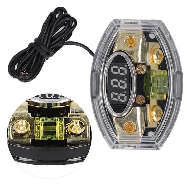 1 inn 1 ut bilsikringholderboks digital spenningsdisplay 4/6/8GA med 100A sikring for bil yacht stereo lyd
