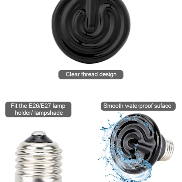 Infraröd Keramisk Husdjursvärmare Lampa - 100W Reptil Glödlampa 100W