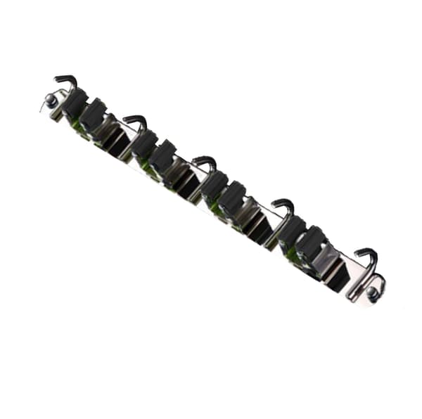 Hulfrit vægmonteret moppe- og kosteholder 4 klips 5 kroge rustfrit stål moppe- og kosteholder sort