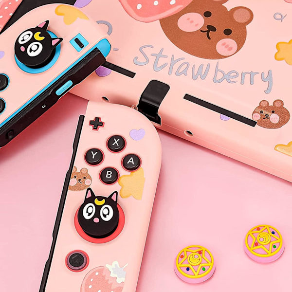 Gula och svarta (4st)-Grip Caps Kompatibel med Switch & Switch Lite, mjuka silikongrepp för Joy-Con Game Controller, 3D Analog Cover