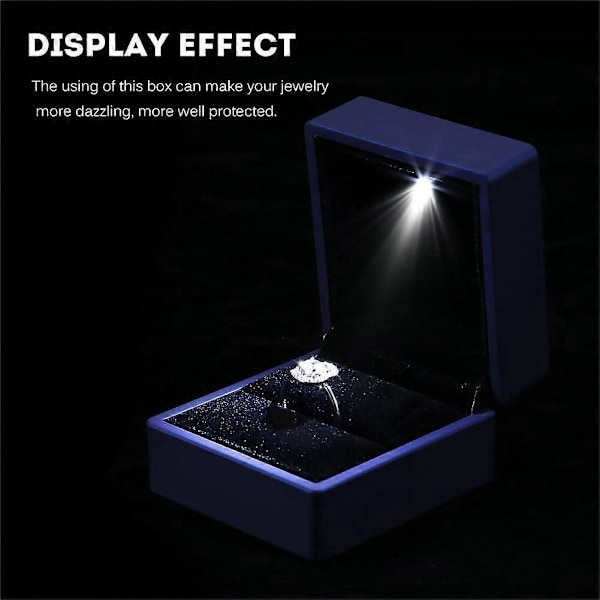 Elegant Ringask med LED-belysning Smyckeskrin Förvaringslåda (Blå)