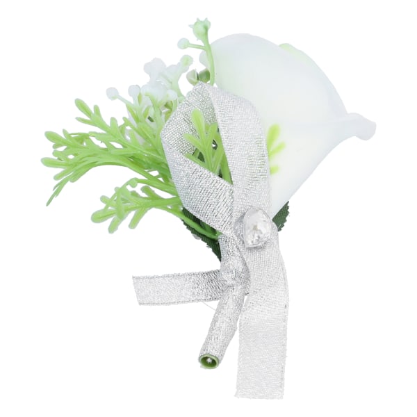 Kunstig blomsterbryllup Corsage Brudgom Brud Boutonniere Broche Bryllupsfest DecorMælkehvid