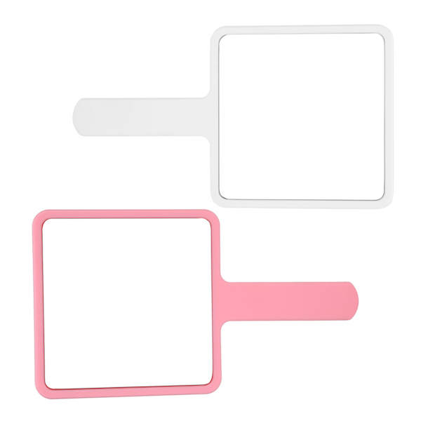 2 st Bärbar Handhållen Kosmetisk Spegel Skönhetssalong Makeup Spegel Tillbehör Vit Rosa