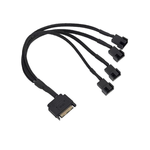 Kjølevifte Adapterkabel, 15 Pin SATA til 4 x 3 Pin / 4 Pin 12V PC Kabinettvifte Strømadapterkabel til