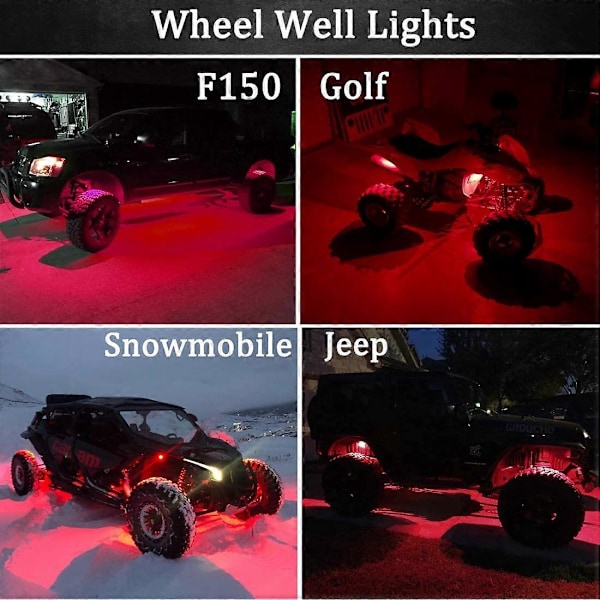 10 st LED Rock Lights, LED Skärmkanter, Hjulhusbelysning, LED Underglow-belysning för Lastbilar, Golfbilar, Jeep Wrangler, RZR, Offroad, F150, F250, Snö