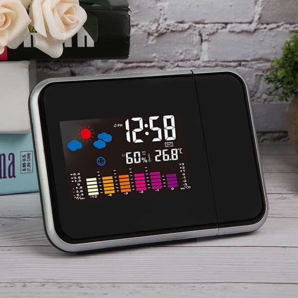 Multifunktionell LCD-färgskärm Elektronisk väckarklocka Projektion Väderklocka