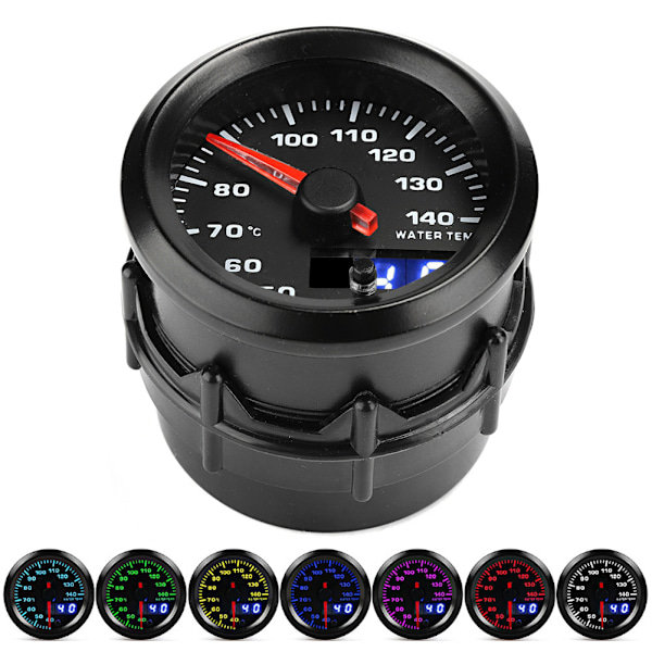 52mm / 2in 7 farver LED-display 40-140℃ bilvandsmåler med sensor