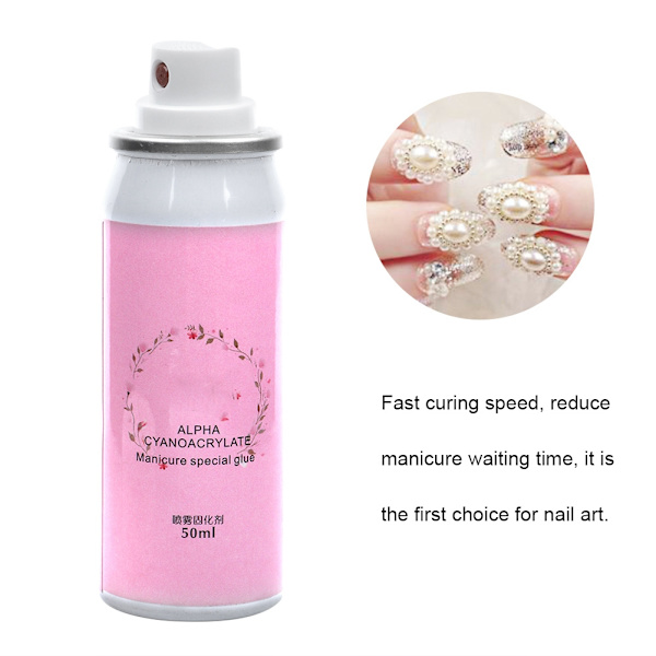 50 ml nagelkonstlimspray härdningsmedel för nagelsmycken strass faux pärla nagellim härdning