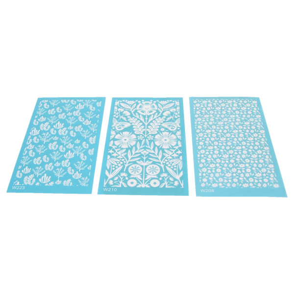 Polymer Clay Silk Screen sjablonger DIY Gjenbrukbare silketrykksett for smykker Leirøreringer Dekor 208, 210, 223