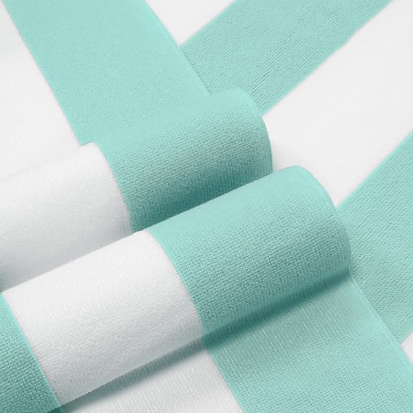 Stor Overdimensioneret Strandhåndklæde - 90x180 cm Mikrofiber Poolhåndklæde, Aqua Stribet Hurtigtørrende Cabana Badehåndklæde