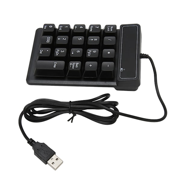 Kablet nummertastatur Svart USB-tilkobling 19 U-formede taster Plug and Play Kompakt numerisk tastatur for bærbar PC Desktop