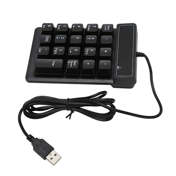 Trådbunden numerisk tangentbord Svart USB -anslutning 19 U-formade tangenter Plug and Play Kompakt numerisk tangentbord för bärbar dator Desktop