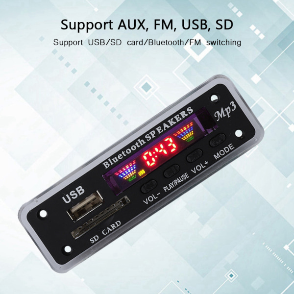 SDM01Bt U-DX Bluetooth 5.0 4-färgsskärm MP3 FM APE FLAC Decode Board Module (svart)