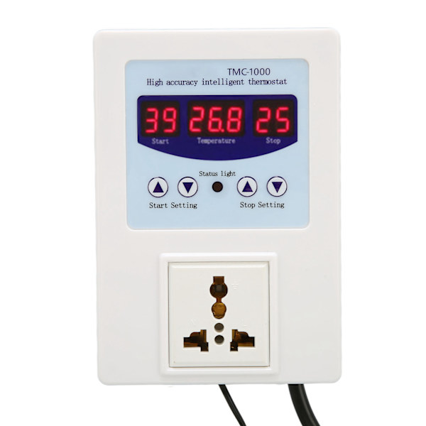Digital LED temperaturregulator Vandtæt Plug and Play Opvarmning Køling Termostat til Opdræt Akvarier 110‑240V EU Stik