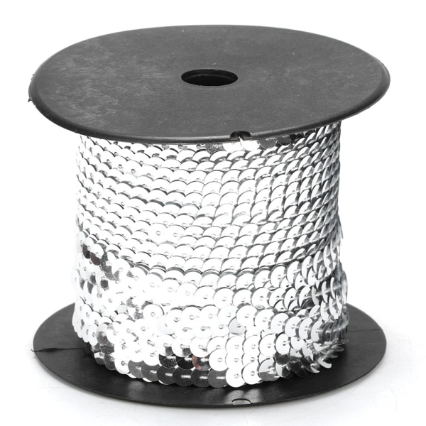 100 yard paljettstreng 6 mm dekorativt tilbehør for tøysko Plastharpiks paljettlinje Sølv 100 yard/rull