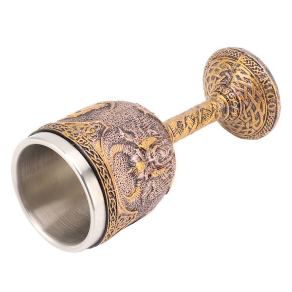 Nordisk Viking Goblet Retro Resin Rustfrit Stål Ølkrus til Cocktails Whisky Rødvin