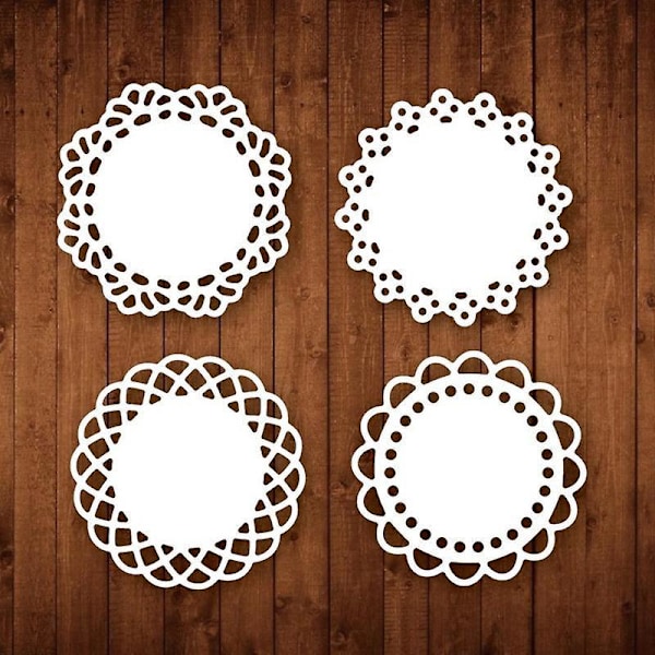 Metal Lace Blomsterkant Skæreforme - Sæt med 4 Forskellige Mønstre til Scrapbooking og Dekorativ Prægning