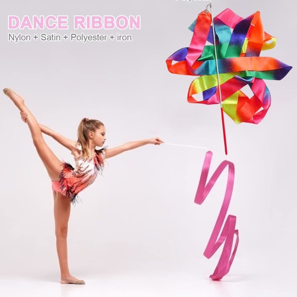 4m Børn Dans Gymnastik Silke Band tryllestave Gradient Farve Rytmisk Kunstnerisk Ballet Twirling Silke Bands til Børn Kunstnerisk Dans