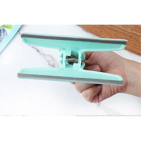 Poseklemmer Sett med 4 (grønn), 12,7 cm brede kraftige poseklemmer, store poseklemmer for matoppbevaring med lufttett forsegling for brødposer, snacks B