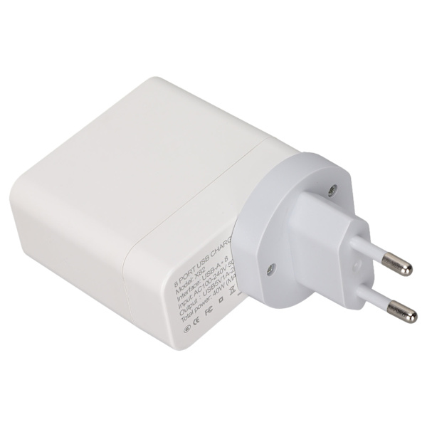 X82 40W USB A-laddare 8-portars USB laddningshuvud Bärbar resesnabbladdare för mobil surfplatta