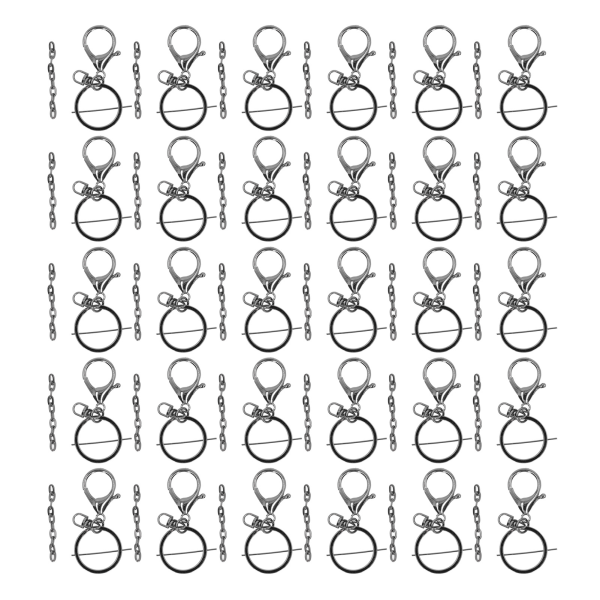 30 sæt nøgleringe sæt metal holdbart gør-det-selv håndværk nøgleringe med kæde til nøgleringe Smykker Håndværk Grå