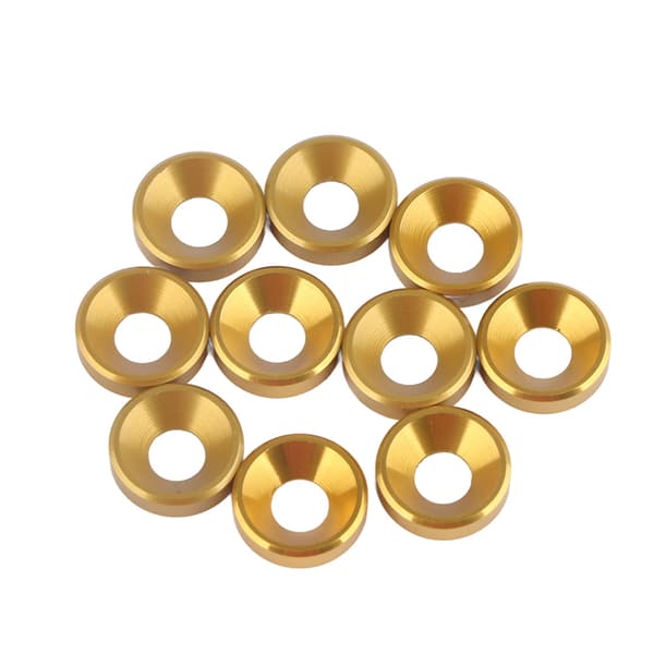 10 stk. M4 anodiserede undersænkede skiver pakning aluminiumslegering guld