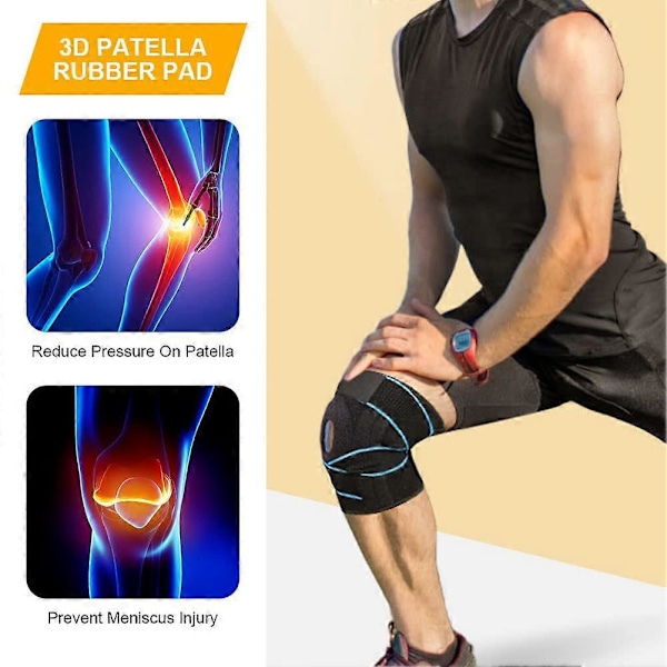 Sports Knæbandage, Knæbandage med Laterale Stabilisatorer og Gummipuder, Justerbar Patella- og Ligamentknæbandage, Sports Patella-Knæbandage til Knæ
