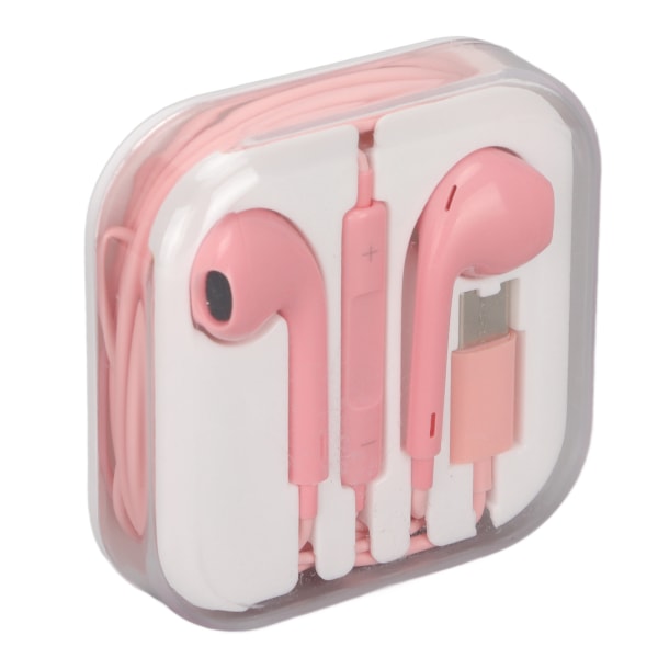 USB C-hörlurar Multifunktions HiFi stereomikrofon och volymkontroll Trådbundna hörlurar för typ C-gränssnittsenhet Rosa