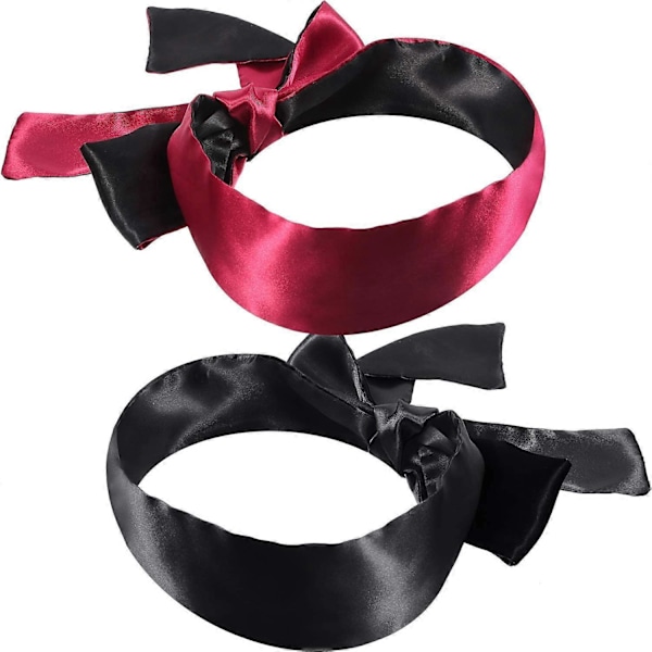 2-pack Sovmask Satin Ögonmask, 150 cm (Svart Rosröd och Svart)