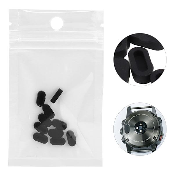10 st/set Silikon Dammskyddspluggar Skyddskåpa Passar Garmin Fenix5 5S 5X S60 Smartwatch (Svart)