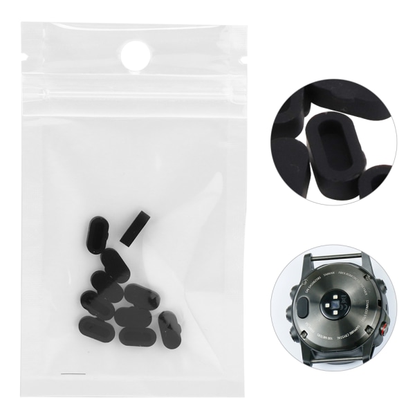 10 stk/sæt Silikone Anti Dust Plug Covers Cap Protector Passer til Garmin Fenix5 5S 5X S60 Smart Watch (sort)
