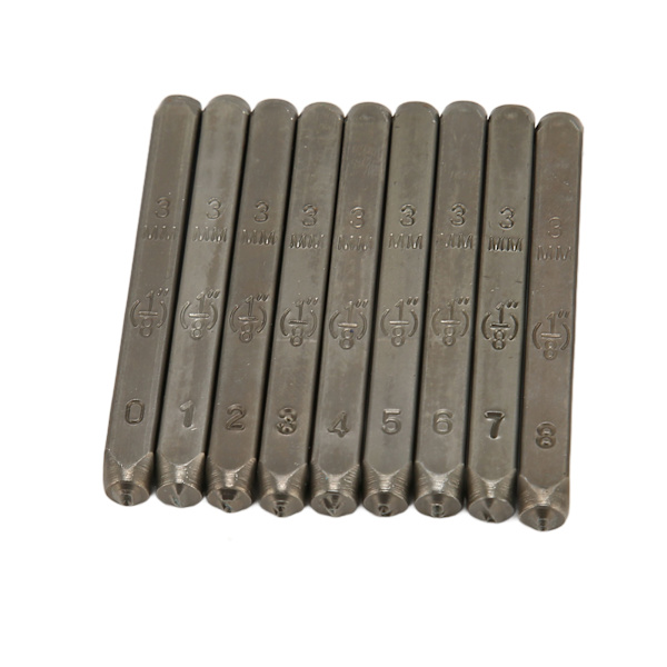 9 stk. metallstempel med tall, 0,12 tommer, høyt karbonstål, bredt bruksområde, metallstempelsett for håndverk, smykker, gjør-det-selv